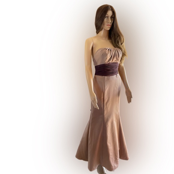 David’s Bridal Women's Strapless Embellished Formal Dress Tan Size 2 - Picture 11 of 15